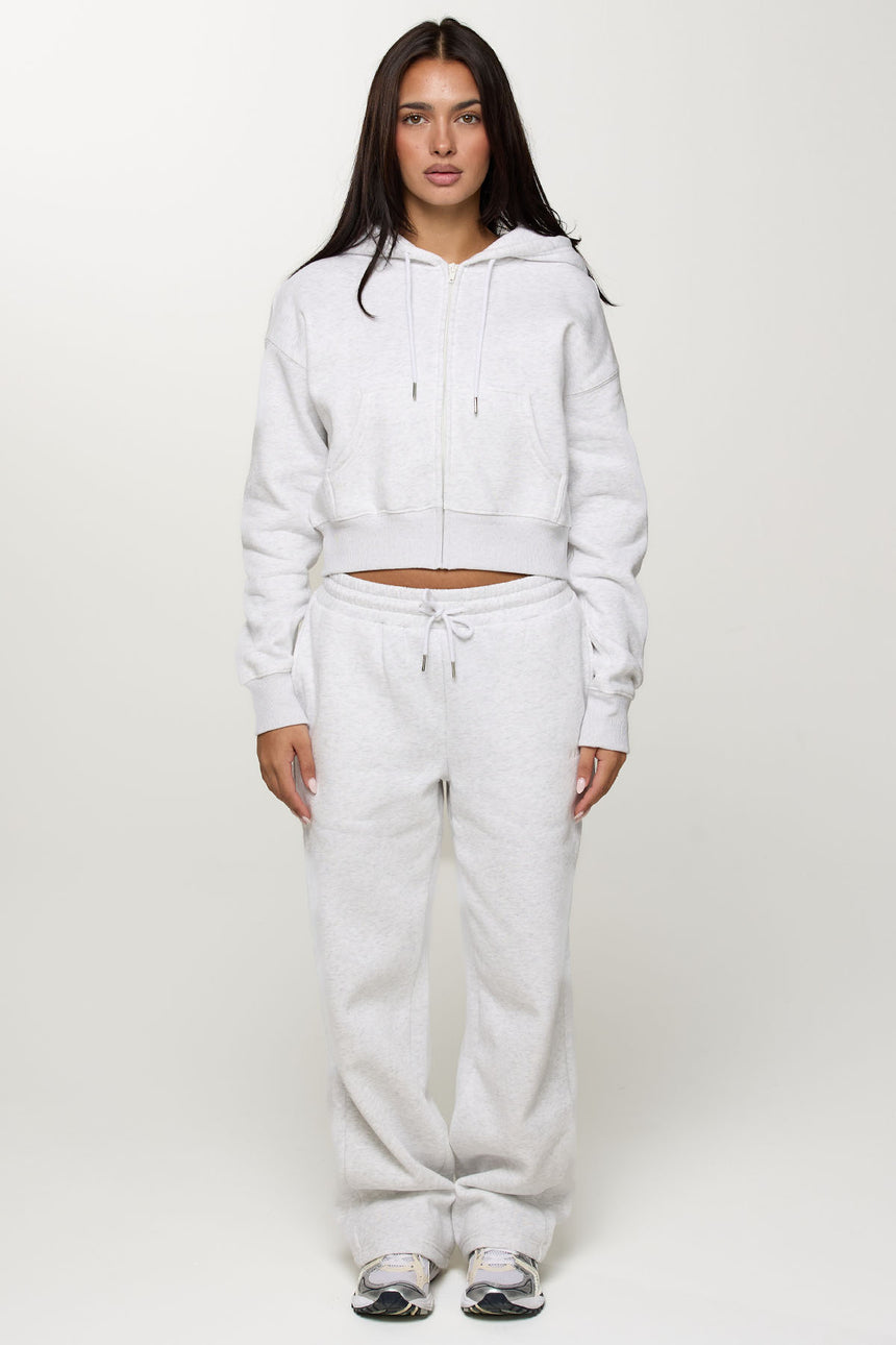 CLOUD CROPPED ZIP UP - HEATHERED GREY